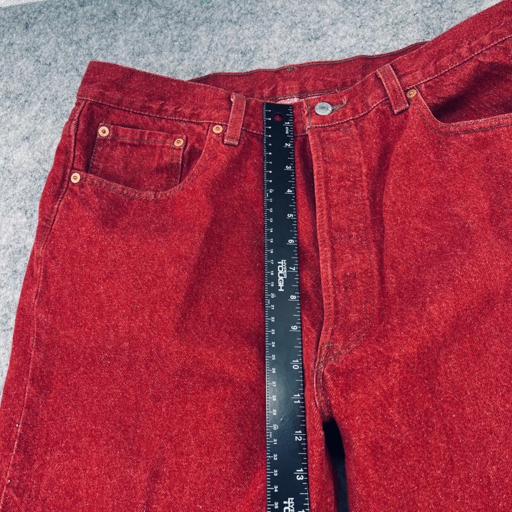 Vintage Levi 501 Jeans Men 38x32 Red Button Fly Baggy Denim Made in USA 1990s - Picture 10 of 16